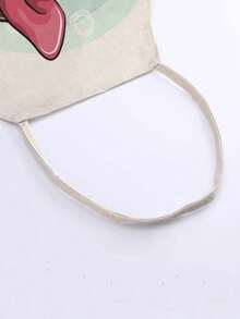 1件可愛狗狗印花麻布圍裙 - 紫色 - 查看 4