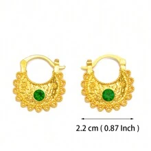 1 Pair 3.1CM/2.2CM/1.5CM Small Stud Earrings With Rhinestone  Eritrean African Jewelry Women Girls - Multicolor - View 11