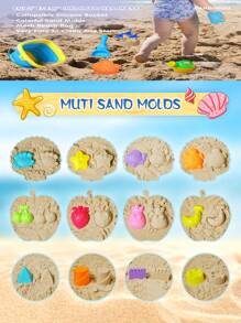 41入組3-10歲兒童沙灘玩具,可折疊沙桶和鏟子組合,附網袋,旗幟,沙模,適用於幼兒沙箱玩具,聖誕生日禮物給男孩和女孩 - 彩色 - 查看 6