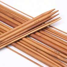 2pcs/4pcs Carbonized Bamboo Knitting Needles, 36cm Length For Sweater, Hat, Scarf, Diy Knitting Craft - Original Bamboo Color - View 6