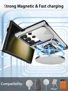 Ốp lưng iPhone cho nam Ốp lưng điện thoại chống sốc mới + Ốp lưng điện thoại từ tính + Đế đỡ + Tay nghề thủ công cao cấp + Bộ ốp lưng điện thoại đầy đủ + Tương thích với Apple 11/12/13/14/15 Pro Max, , Oppo, Vivo, Redmi Note 11/12 Pro - Bạc - Xem 4