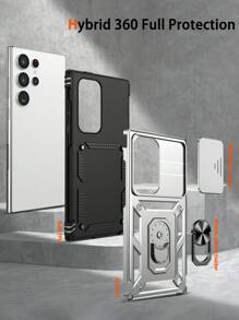 Ốp lưng iPhone cho nam Ốp lưng điện thoại chống sốc mới + Ốp lưng điện thoại từ tính + Đế đỡ + Tay nghề thủ công cao cấp + Bộ ốp lưng điện thoại đầy đủ + Tương thích với Apple 11/12/13/14/15 Pro Max, , Oppo, Vivo, Redmi Note 11/12 Pro - Bạc - Xem 5