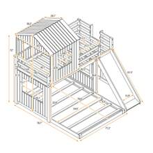 Nestfair Twin Over Full Wooden Bunk Bed With Slide And Guard