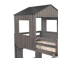 Nestfair Twin Over Full Wooden Bunk Bed With Slide And Guard