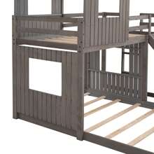 Nestfair Twin Over Full Wooden Bunk Bed With Slide And Guard