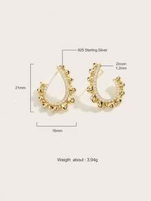 Cici Color 1對 S925純銀鍍14k黃金復古耳環,適用於女性婚禮派對珠寶禮物 - 金黃色 - 查看 2