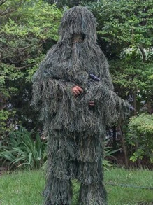 一套迷彩吉利服 Yowie 狙擊手戰術服迷彩服狩獵彩彈男士狩獵服全套夾克長褲頭紗步槍包裹 - 軍綠色 - 查看 1