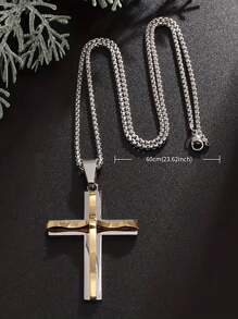 時尚流行男士十字禮品吊墜項鍊朋克嘻哈風格合金材料適合珠寶禮物和時尚外觀 - 銀色 - 查看 11