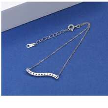 1 件 DML 波浪曲线彩虹手链 S925 银精美珠宝时尚配饰 L521 女士轻奢优雅装饰休闲日常派对装饰带礼盒装圣诞珠宝饰品圣诞礼物 - 銀色 - 查看 4