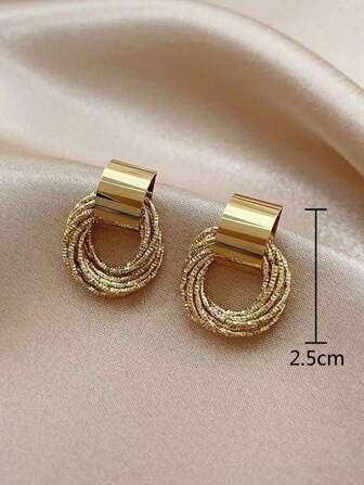 1pair Bridal Hollow Out Circle Earrings, Simple & Stylish Multi-Layered Wrap Stud Earrings For Women Party Halloween