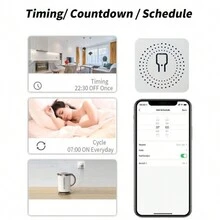 1 pieza Interruptor de relé WiFi que funciona con Apple HomeKit, Alexa y Home Smart Mini Relay Switch, interruptor de luz inalámbrico con control remoto, control de voz y temporizador de 16A - Blanco - Ver 11