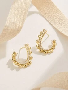 Cici Color 1對 S925純銀鍍14k黃金復古耳環,適用於女性婚禮派對珠寶禮物 - 金黃色 - 查看 1