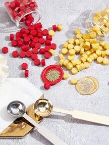 蠟封郵票套裝,帶木蠟熔化爐、蠟棒、熔化勺工具、蠟燭和密封蠟顆粒 - 彩色 - 查看 4