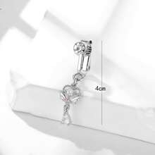 1 Pink Zirconium Wings Heart Fake Piercing Navel Clip - Silver - View 2