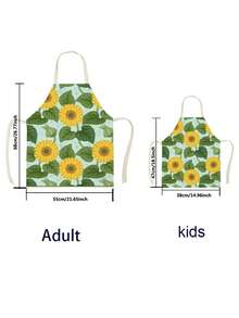 1pc Sunflower Pattern Linen Apron - Red - View 2