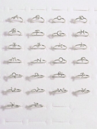 1pc Adjustable S925 Sterling Silver Cubic Zirconia Inlaid Ring With Floral Letter Alphabet Design, Basic Style Open Ring For Women In Summer