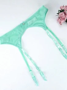 Women's Sexy Mesh Suspender Belt - Green - View 2