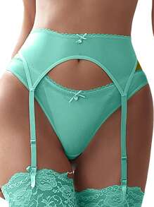 Women's Sexy Mesh Suspender Belt - Green - View 1