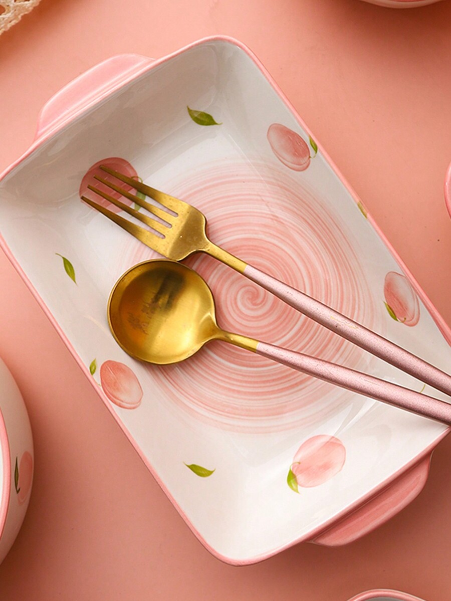 1pc Ceramic Baking Bowl With Simple Style For Home & Restaurant Baked