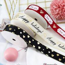 5 Yards/Lot Love Valentine'S Day Ribbon Bronzing Stripes,Bow Cap Accessories Party Gift Wrap DIY Handmade - Multicolor - View 5