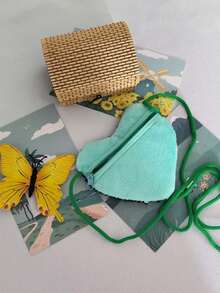 A Sequined Lanyard Bag, Love Small Purse, Children's Creative Crossbody Bag, Coin Purse, Mini Small Shoulder Bag Valentines - Green - View 6