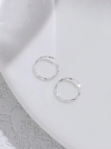 1 đôi Xoắn Vòng mũi Vòng 925 sterling bạc Xỏ khuyên mũi Đối với phụ nữ - Bạc - Xem 2