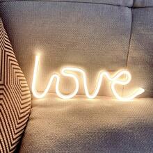 1 件 13.58x5.11 英吋(約 34.5x13 公分)霓虹燈愛心標誌,usb/電池供電 Led 霓虹燈粉紅愛心形狀,適合臥室、派對、生日、婚禮、家居和聖誕裝飾品 - 彩色 - 查看 6