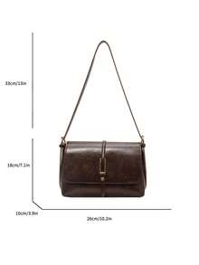 女款四季翻蓋斜背包柔軟 Pu 肩背包手提包適合情人節送媽媽。妻子。長輩送的禮物 - 咖啡棕 - 查看 9