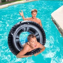 Salvavidas Flotador Llanta Rueda Dona Inflables Infantil Flotador para Piscina - Negro - Ver 2