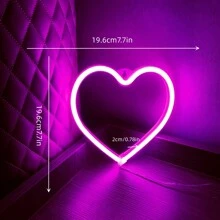 Lumière au néon en forme de cœur rose, lumière LED alimentée par batterie ou USB, lumière décorative pour le bureau, le mur, le dortoir, la salle de classe, la chambre des filles, la fête des mères, la saint-valentin, l'anniversaire, la maison