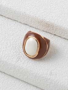 1件復古滴油戒指寬厚圓頂指關節戒指,vintage聚會優雅手工禮物 - 彩色 - 查看 3