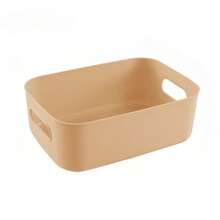 1pc Plastic Storage Box For Desk, Cosmetic, Kitchen And Snacks - Apricot - View 5