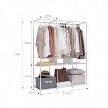 咖啡棕色無紡布衣櫥,增強型衣櫃收納櫃具防塵蓋,鋼框無紡布衣櫃,現代簡約可移動衣櫥適用於宿舍,易組裝 - 咖啡棕 - 查看 3