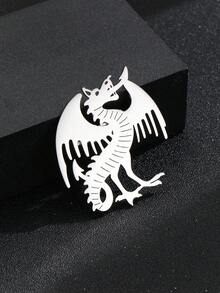 MESTILO 1pc Stainless Steel Cold Style Animal Snake Rose Feather Motorcycle Brooch Suitable For Men And Women Daily Wear - Silver - View 15