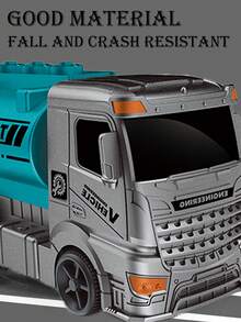 兒童遙控車玩具小工程2通遙控工程車電池版重工先鋒工程車生日禮物（車身油箱顏色隨機送）聖誕禮物 - 藍色 - 查看 5