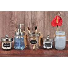 LAOPAO 1pc Mason Jar Style Glass Soap Dispenser Bottle With Press-Type Stainless Steel Pump For Shampoo, Soap, Lotion, Conditioner, 500ml - Silver - View 5