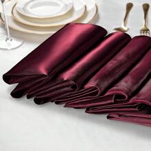 8/16/24入組玫瑰金17英寸緞面餐巾，適用於婚禮派對假期家庭用餐桌面裝飾 - 酒紅色 - 查看 6