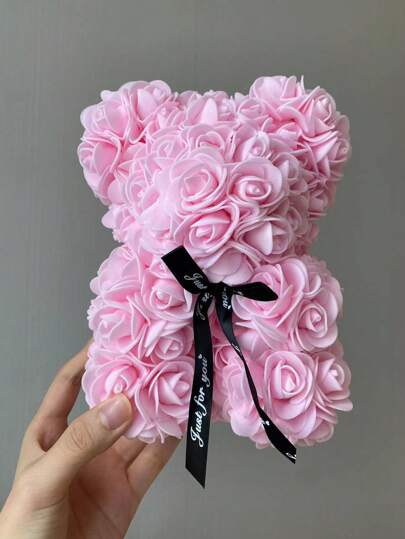 1pc Artificial Preserved Rose Teddy Bear Gift, Hand Made Cute Rose Bear For Home Decor, Eternal Romantic Special Gift For Valentine's Day, Mother's Day, Father's Day, Day, Birthday, Wedding Season, Anniversary, Foam Flower Bear For Holiday Decor, Festival And Party Decor, Creative Design Art Decoration For Celebration, Home Decoration, Enhance The Sense Of Happiness, Bedroom Decor, Bathroom Decor, Room Decoration Stuff, Office Decor, School Decor, Various Colors And Sizes Are Available, Valentine Day, Gift Gifts Graduation