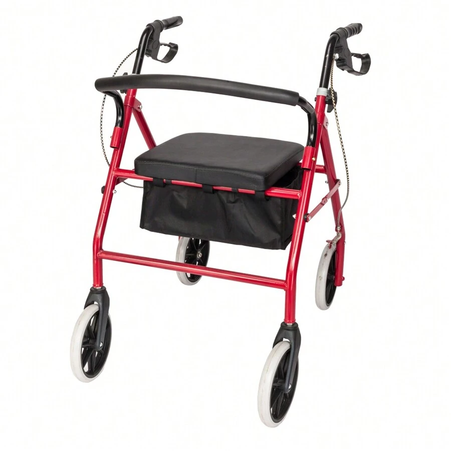 FCH Steel Walker With Wheels - Black & Red - View 1