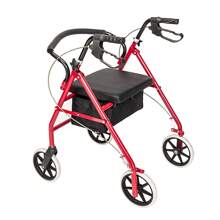 FCH Steel Walker With Wheels - Black & Red - View 3