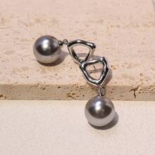 1 对梅拉德风格设计耳环，简约、优雅、人造珍珠耳钉，时尚感十足，非常适合秋冬季节 - 銀色 - 查看 4