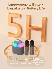 HYUNDAI Micro Karaoke Di Động Có Đèn Khí Quyển Cho KTV Gia Đình, Loa Không Dây - Màu be - Xem 7