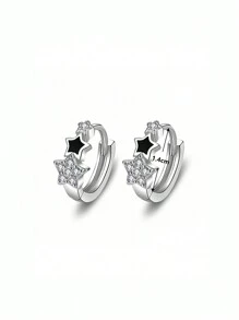 1 Pair Children's Cubic Zirconia Elegant Earrings, Suitable For Daily Decoration, Party Jewelry Or Birthday Gift - Silver - View 5