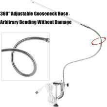 USB LED 台灯，可调节夹式 LED 指甲灯护眼鹅颈灯 360° 旋转带开关 LED 夹灯适用于修指甲阅读 - 銀色 - 查看 2