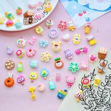 30入組隨機混色多彩樹脂魅力珠子 - 非常適合diy珠寶製作,奶油凝膠手機殼裝飾,鞋子裝飾配件,多種風格 - 彩色 - 查看 3