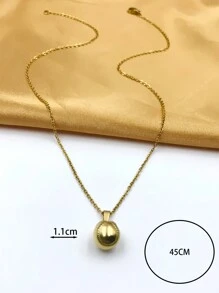 1 件復古設計幾何形狀棒球不銹鋼吊墜項鍊 - 金黃色 - 查看 3