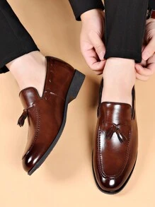 Nam Nâu Đỏ  Thời trang Tua Giày cưới nam - màu nâu - Xem 2