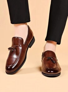 Nam Nâu Đỏ  Thời trang Tua Giày cưới nam - màu nâu - Xem 3
