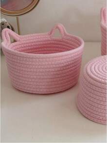 1 Miếng Thủ công Dệt Bàn làm việc Rổ Với Thiết kế Tai Mèo Đối với Sống , có thể sử dụng Đến Cửa hàng , Lý tưởng Đối với Giáng sinh/năm mới Đồ trang trí - Hồng - Xem 7