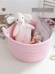 1 Miếng Thủ công Dệt Bàn làm việc Rổ Với Thiết kế Tai Mèo Đối với Sống , có thể sử dụng Đến Cửa hàng , Lý tưởng Đối với Giáng sinh/năm mới Đồ trang trí - Hồng - Xem 4